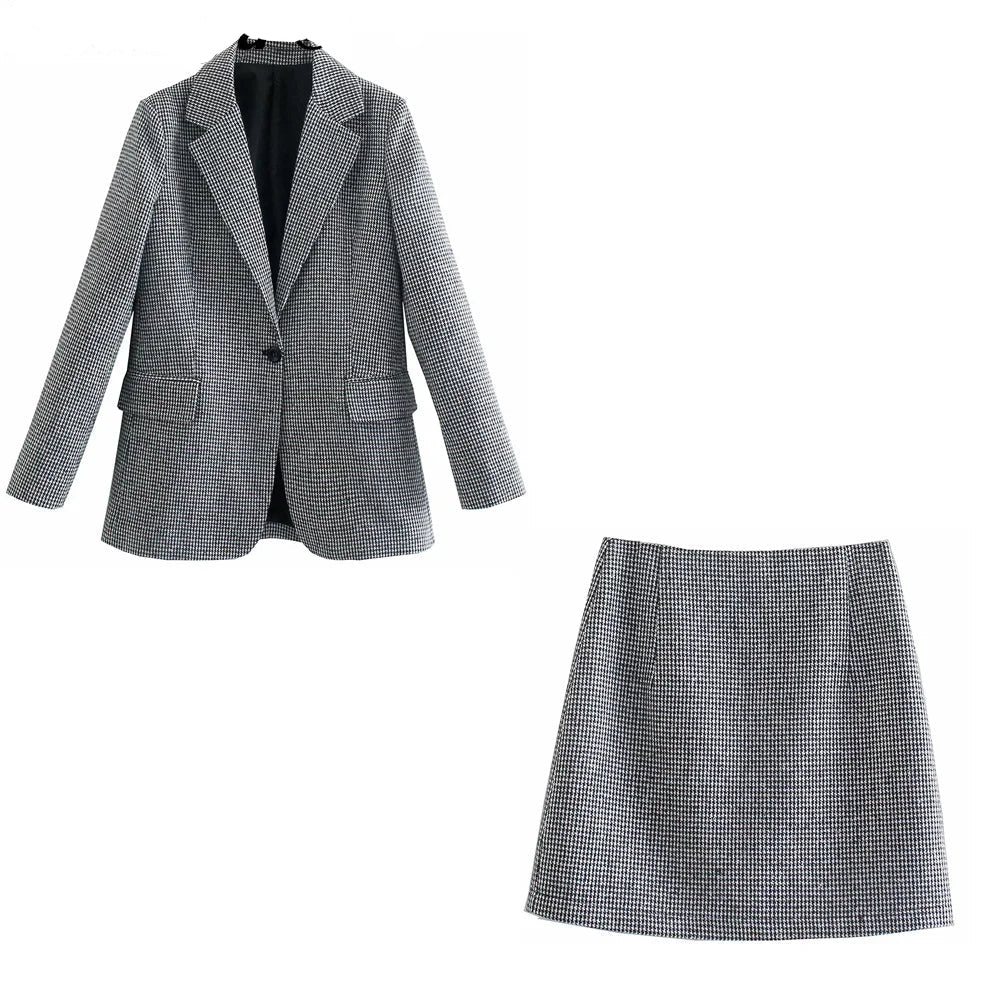 Women Fashion Two-Piece ,High Waist A-Line Skirt Suit