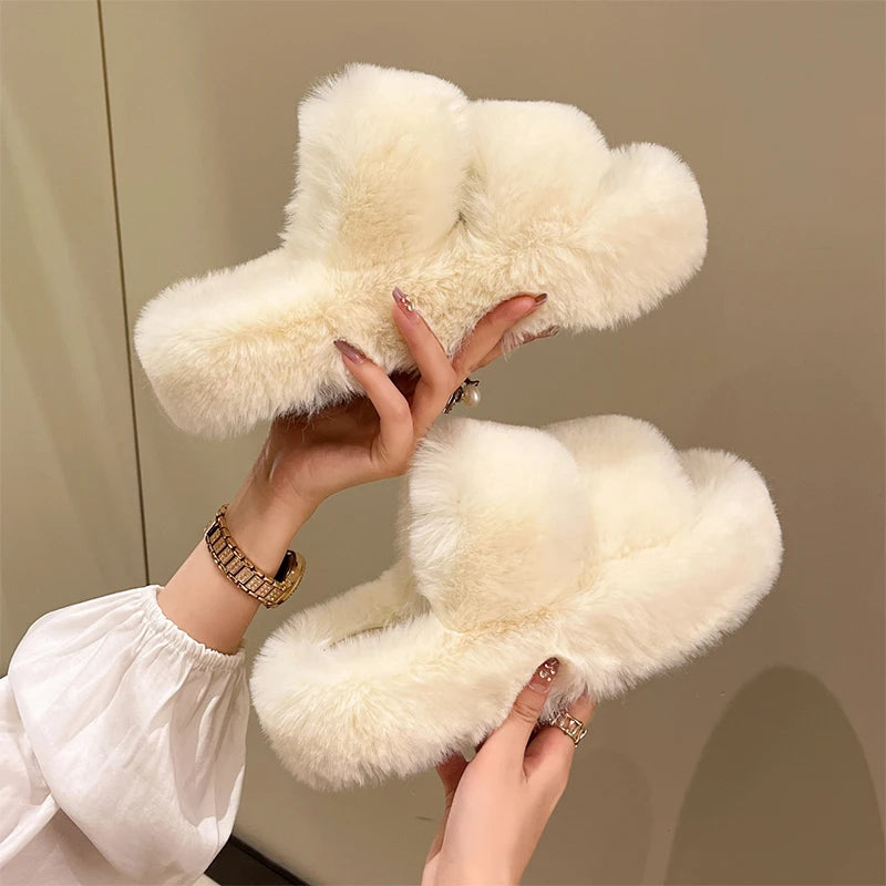 Winter Fluffy Slippers Women 2025