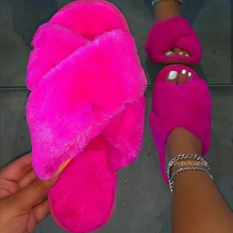 Women Winte House Slippers. Home Furry Slippers