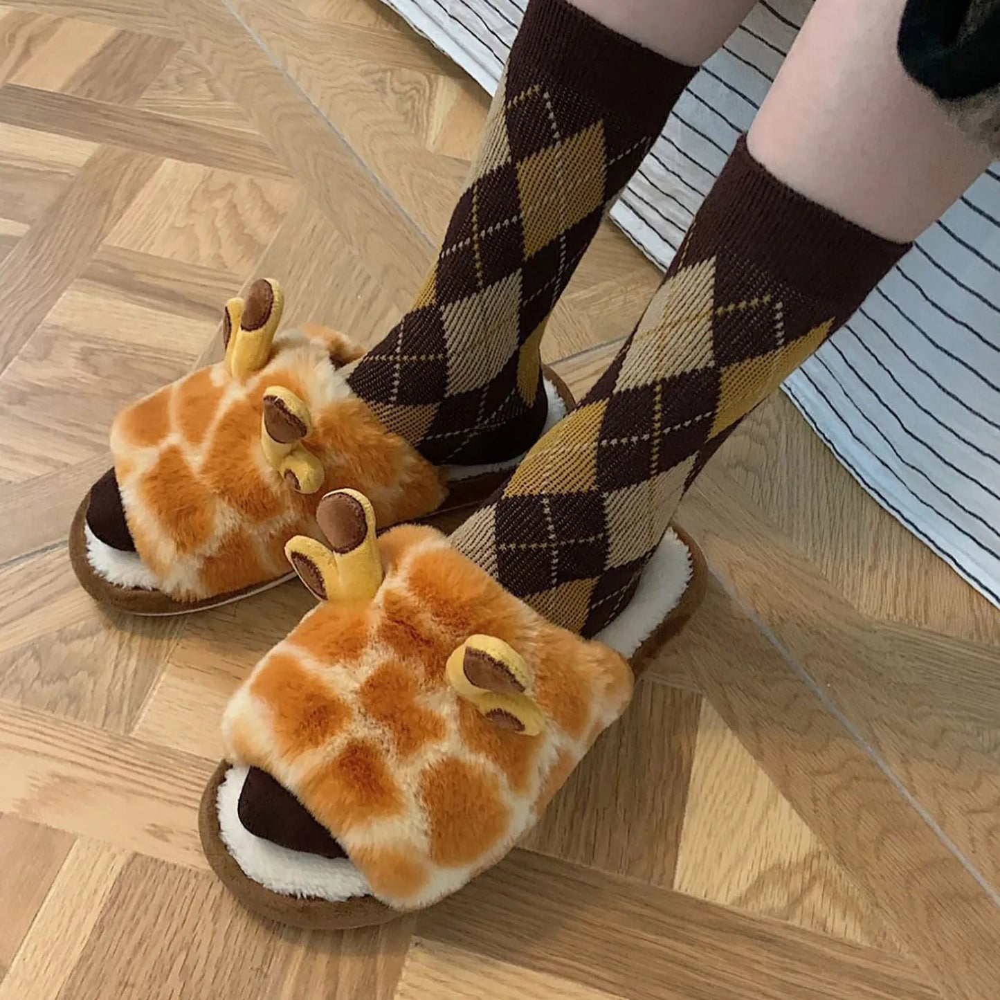 Giraffe Slippers Slippers Fluffy