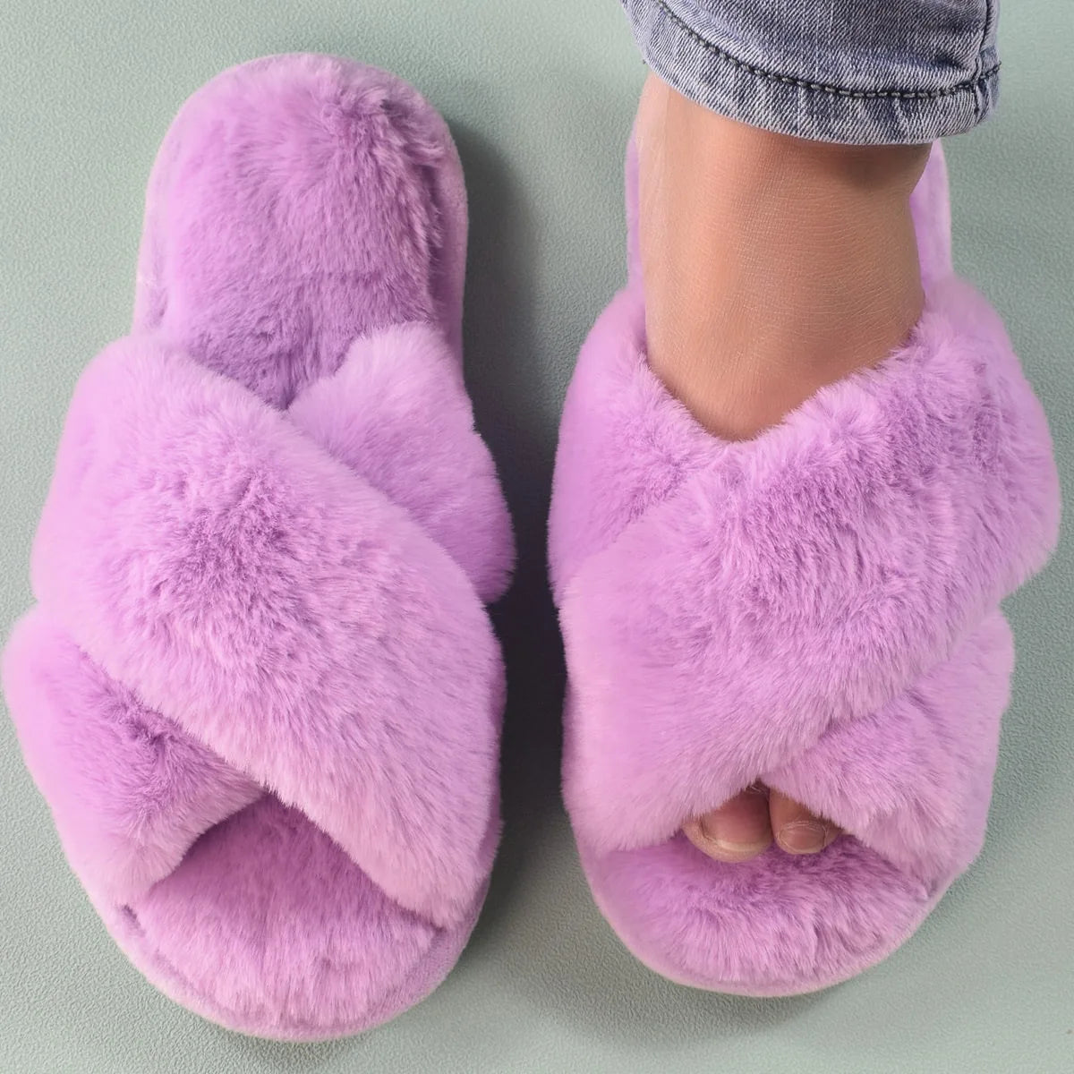 Women Winte House Slippers. Home Furry Slippers