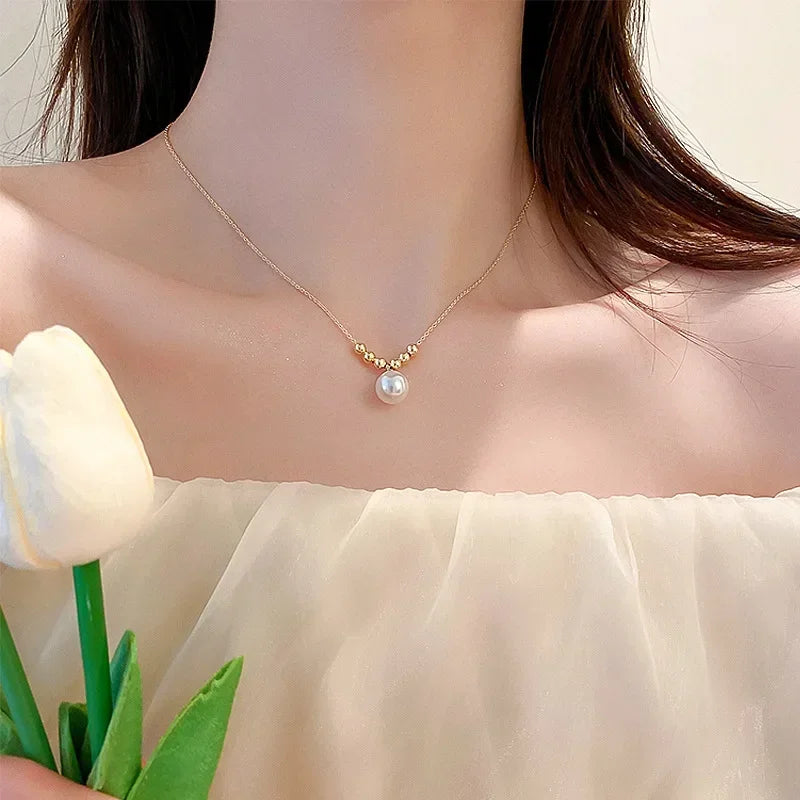 French Baroque Freshwater Pearl Pendant Necklace for Women Personalized Fashion Daily Accessories Party Jewelry Birthday Gifts