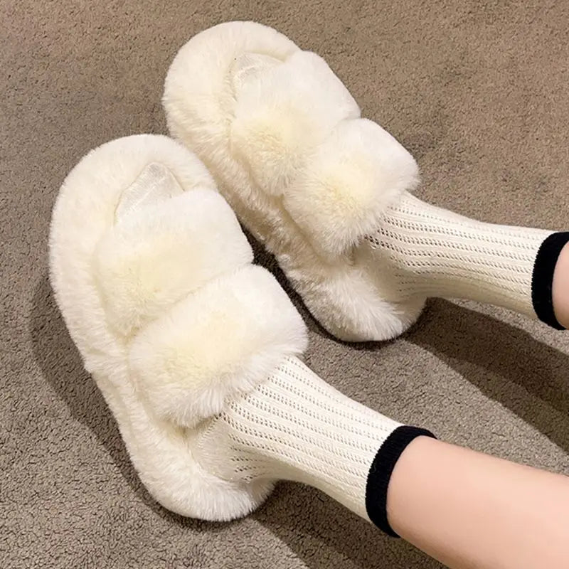 Winter Fluffy Slippers Women 2025