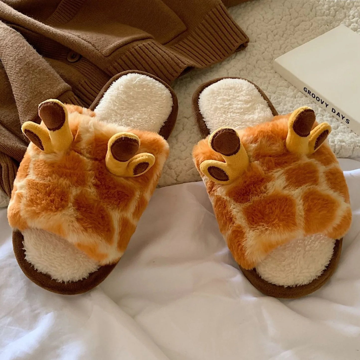 Giraffe Slippers Slippers Fluffy