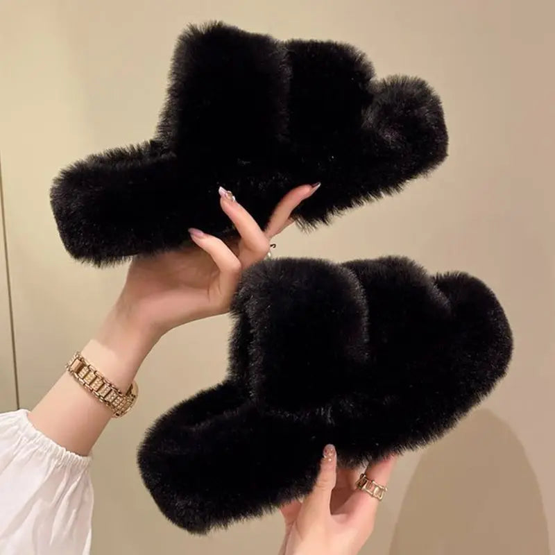 Winter Fluffy Slippers Women 2025