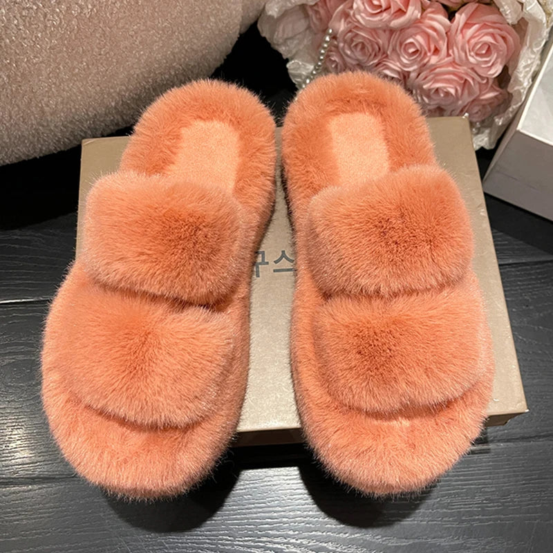 Winter Fluffy Slippers Women 2025