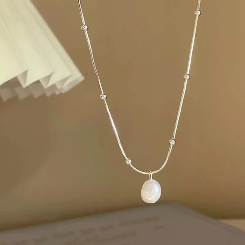 French Baroque Freshwater Pearl Pendant Necklace for Women Personalized Fashion Daily Accessories Party Jewelry Birthday Gifts