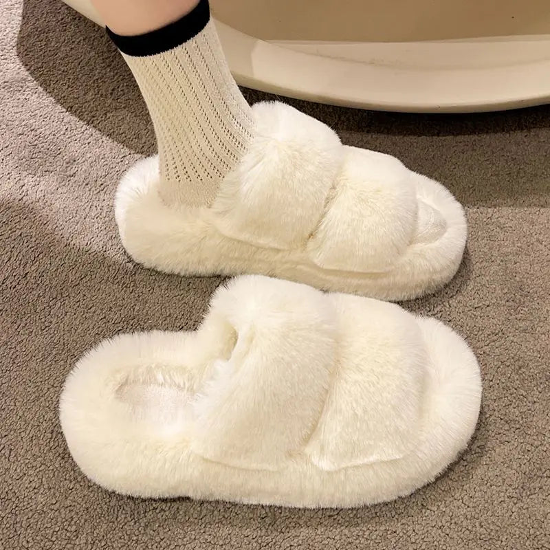 Winter Fluffy Slippers Women 2025